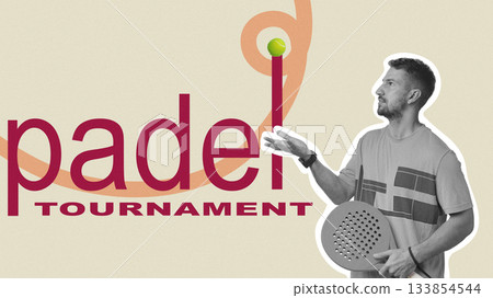 Exciting padel tournament with players preparing for the match 133854544