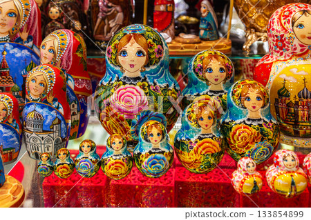 Wooden Nesting Dolls or Russian Matryoshka Dolls for sale in Russia Wooden Nesting Dolls or Russian Matryoshka Dolls for sale in Russia 133854899
