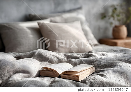 Cozy Bedroom Retreat with Comfortable Bedding and Relaxing Atmosphere Generative AI 133854947