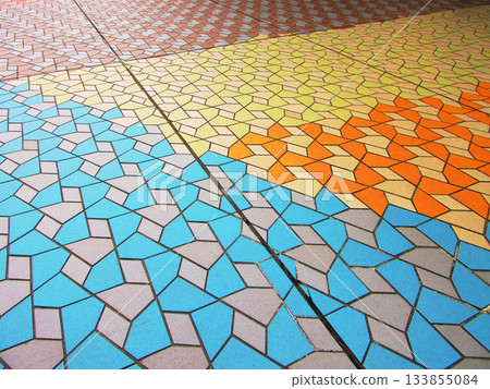 A view of the sidewalk surface pattern near JR East Ueno Station 133855084