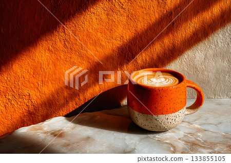 Cafe Vibes: Artisan Latte in Warm Rustic Setting for Cozy Moments Generative AI 133855105