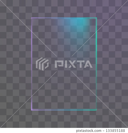 Colorful neon plastic sheet effect with transparent edges for UI or futuristic overlay design 133855188