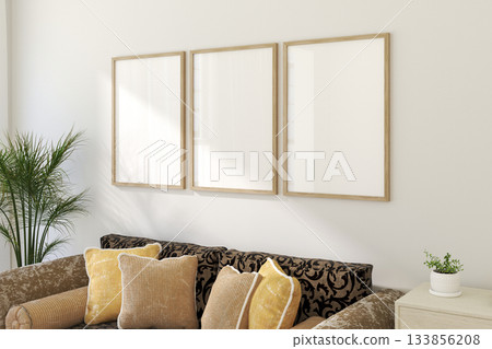 Tthree frame mockup. 3d render. 133856208