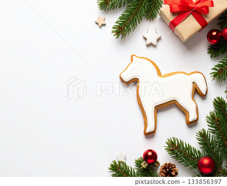 馬年餅乾,2026中國生肖,馬年,新年,新年賀卡,吉祥動物象徵,白色背景 馬年餅乾,2026中國生肖,馬年,新年,新年賀卡,吉祥動物象徵,白色背景 133856397