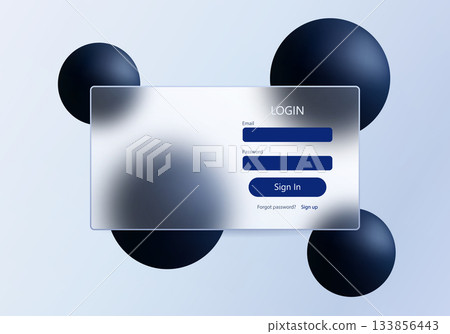 Minimal glassmorphism login form with deep blue... - Stock Illustration ...