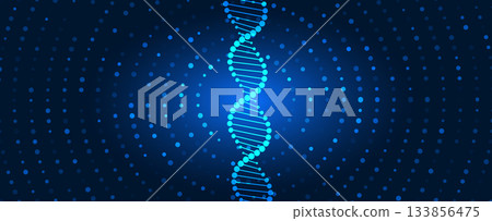 Molecule model with hexagons, DNA strands, connected neural web 133856475