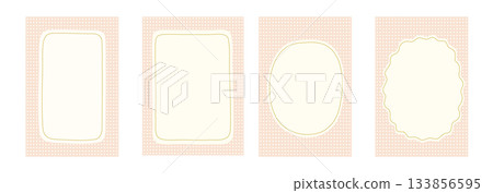 Cottagecore checkered frame, cute vector flat illustrations with pattern for card Cottagecore checkered frame, cute vector flat illustrations with pattern for card 133856595