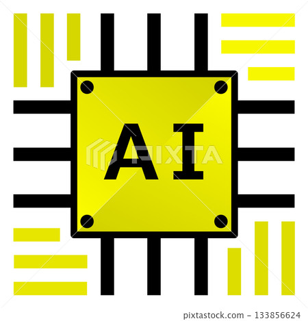 Icon of an AI brain processing data with a futuristic high-performance CPU 133856624