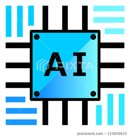Icon of an AI brain processing data with a futuristic high-performance CPU 133856625