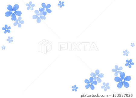 Blue cherry blossom and light particle frame 133857026