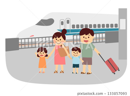 Family traveling by Shinkansen 133857093