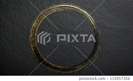 人工智慧圖像：用毛筆在黑色日本紙上畫的圓圈 133857268
