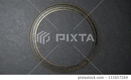 人工智慧圖像：用毛筆在黑色日本紙上畫的圓圈 133857269