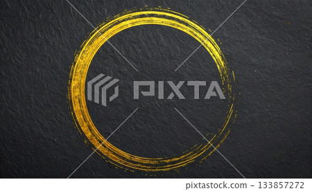 人工智慧圖像：用毛筆在黑色日本紙上畫的圓圈 133857272