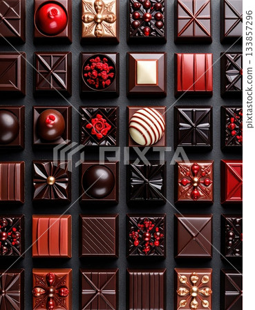 《AI圖像》擺放整齊的高級巧克力 133857296