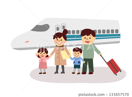 Family traveling by Shinkansen 133857570