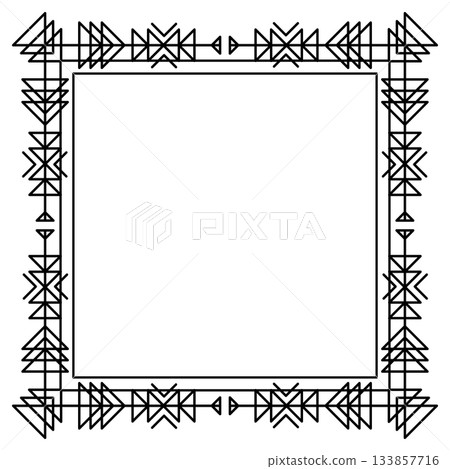 Line geometric frame. Tribal ethnic decorative linear background. Line geometric frame. Tribal ethnic decorative linear background. 133857716