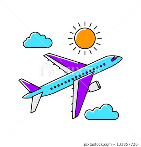 Airplane in sky icon. Air travel and tourism item. 133857720