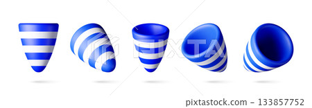 3D Blue and white party cracker or party popper 3D Blue and white party cracker or party popper 133857752