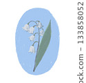 Minimalistic pencil drawing of a lily of the valley soft spring colors 133858052