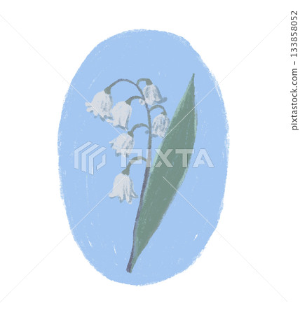 Minimalistic pencil drawing of a lily of the valley soft spring colors 133858052