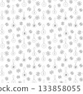 Winter pattern with hand drawn snowflakes and Christmas decorations, balls 133858055