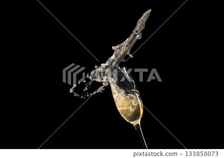Champagne Splash Freeze Dynamic High Speed Drink Photography 133858073