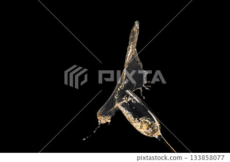 Champagne Splash Freeze Dynamic High Speed Drink Photography Champagne Splash Freeze Dynamic High Speed Drink Photography 133858077