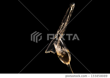 Champagne Splash Freeze Dynamic High Speed Drink Photography Champagne Splash Freeze Dynamic High Speed Drink Photography 133858089