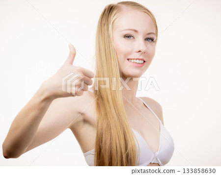 Girl wearing white bra Girl wearing white bra 133858630