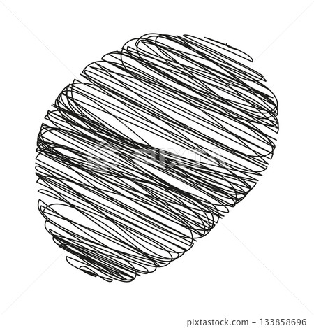 Pencil Scribble Oval Shape Doodle Minimalist Flat Design Grunge Texture Print or web materials decor. Isolated Vector illustration banners, Stories, promo content Design element Sticker, business card 133858696