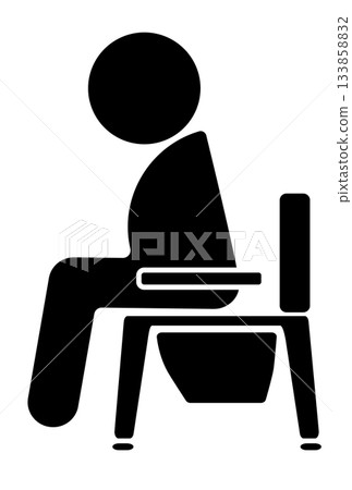 圖示:坐在便攜式廁所上的人 圖示:坐在便攜式廁所上的人 133858832
