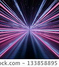 Futuristic neon tunnel and light speed trails 133858895