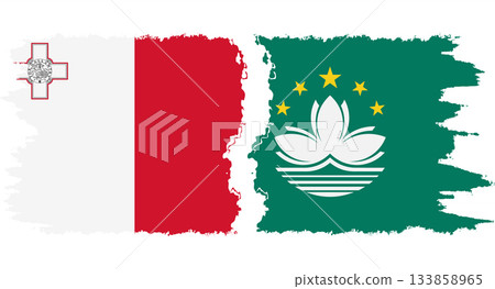 Macau and Malta grunge flags connection vector Macau and Malta grunge flags connection vector 133858965