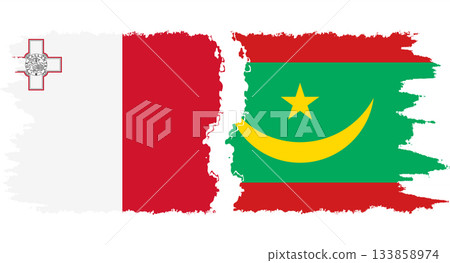 Mauritania and Malta grunge flags connection vector Mauritania and Malta grunge flags connection vector 133858974