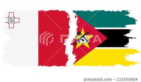 Mozambique and Malta grunge flags connection vector Mozambique and Malta grunge flags connection vector 133858984