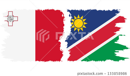 Namibia and Malta grunge flags connection vector 133858986