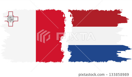 Netherlands and Malta grunge flags connection vector Netherlands and Malta grunge flags connection vector 133858989