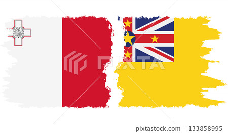 Niue and Malta grunge flags connection vector Niue and Malta grunge flags connection vector 133858995