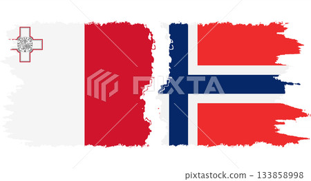 Norway and Malta grunge flags connection vector 133858998