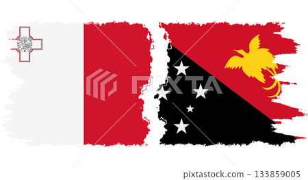 Papua New Guinea and Malta grunge flags connection vector 133859005