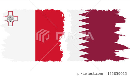 Qatar and Malta grunge flags connection vector 133859013