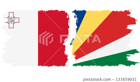 Seychelles and Malta grunge flags connection vector 133859031