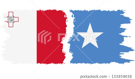 Somalia and Malta grunge flags connection vector 133859038