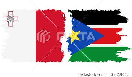 South Sudan and Malta grunge flags connection vector South Sudan and Malta grunge flags connection vector 133859042