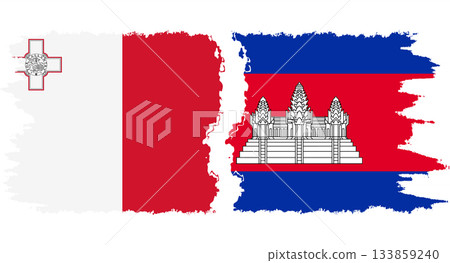 Cambodia and Malta grunge flags connection vector Cambodia and Malta grunge flags connection vector 133859240