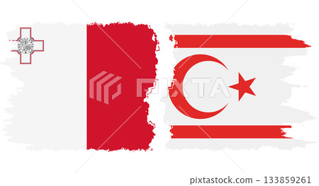 Turkish Republic of Northern Cyprus and Malta grunge flags conne 133859261