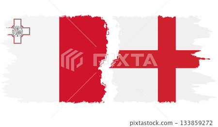 England and Malta grunge flags connection vector 133859272