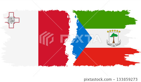 Equatorial Guinea and Malta grunge flags connection vector 133859273