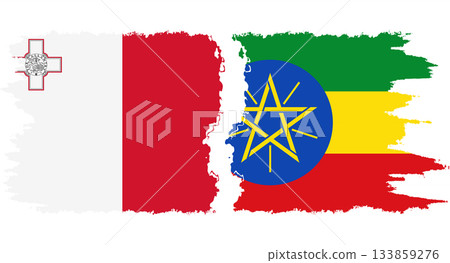 Ethiopia and Malta grunge flags connection vector 133859276